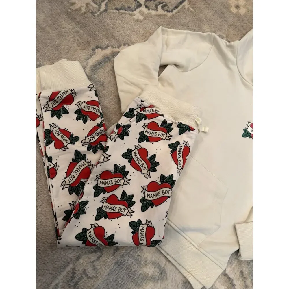 Bums And Roses Mama's Boy 2 Piece Hoodie Jogger Set 5/6 NEW
